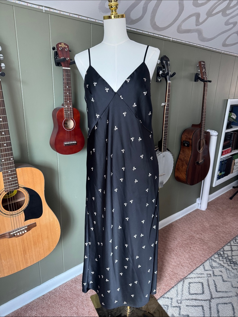 Target Black Slip Dress with Bow Print